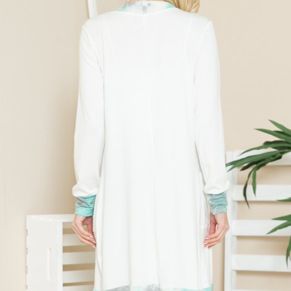 SOLID MIDI OPEN CARDIGAN WITH TIE DYE CONTRAST - Picture 5 of 5